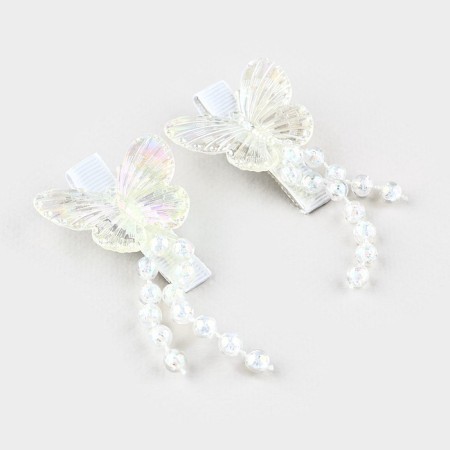 Hair clips with butterflies "for a magic girl" with a pendant, 2 pcs, 5 x 3 cm-2