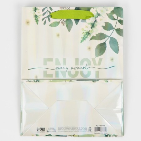 Gift package laminated, packaging, “enjoy the moment”, rainbow holography, ms 18 x 23 x 10 cm-6