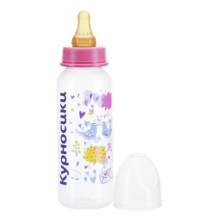 A bottle for feeding with a latex nipple, 250 ml, from 0 months., Mix color-7