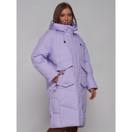 Coat insulated winter female, size 46, purple color-17