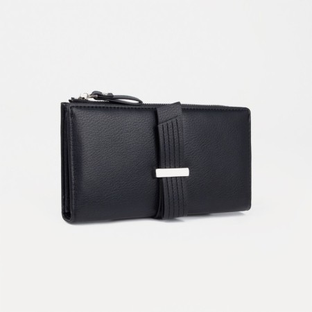 Women's wallet on the button, black color