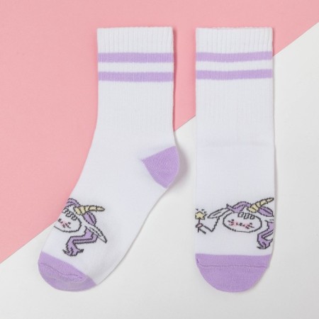 Children's socks KAFTAN "Caticorn", size 16-18, white color