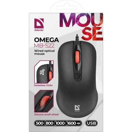 Mouse Defender Omega MB-522, wired, optical, 1600DPI, black-5