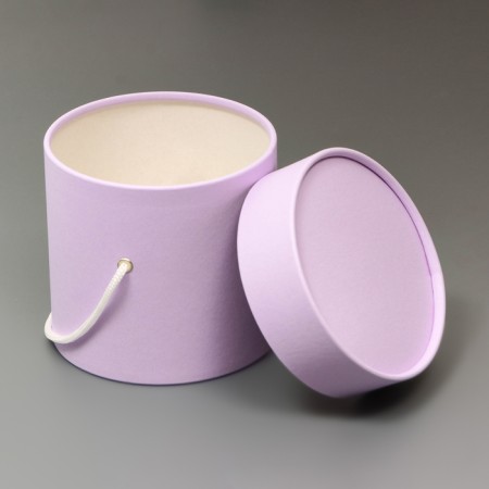 Gift box, round, lavender, with a lace, 12 x 12 cm-2