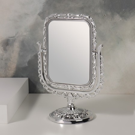 The mirror is desktop, bilateral, with an increase, mirror surface 9.5 × 12.5 cm, silver color-2