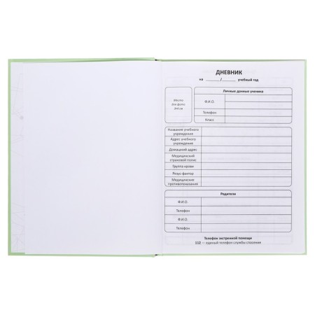 Diary Solid Cover 1-11 grade 48 sheets, "Compass", Cardboard 7BC cover, matte lamination, selective UV-lak, cheat sheet-4