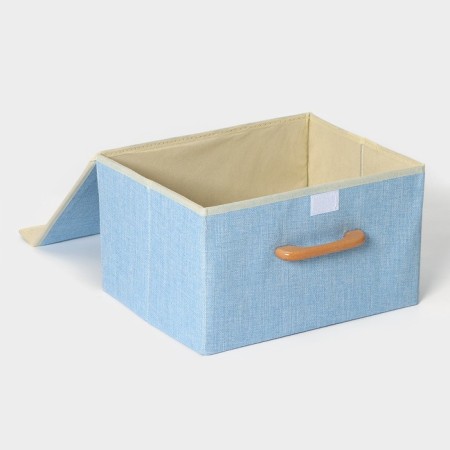 Storage box with lid LadoM "Francesca", 33 × 25 × 19.5 cm, blue color-4