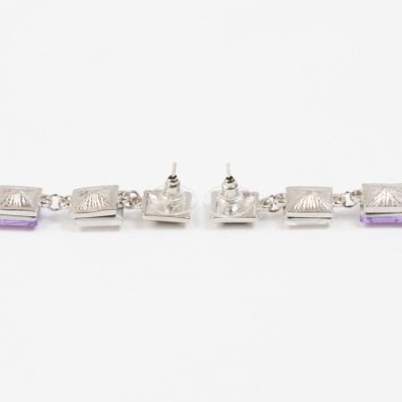 Earrings with “Bloom” rhinestones are dark squares, colored in silver-2