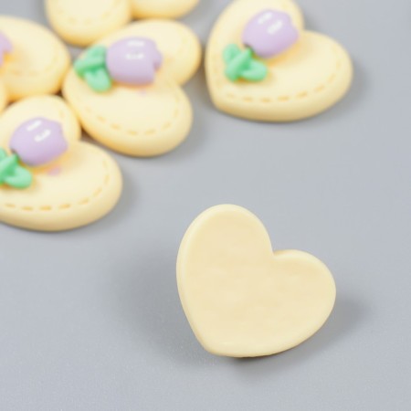 Decor for creativity plastic "Heart with tulip" 1.5x1.5 cm-1