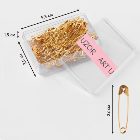 English pins, 22 mm, 80 pcs, gold color-3