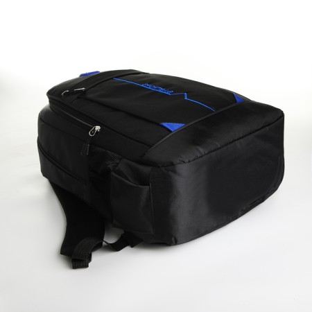 Youth backpack on a zipper, 4 pockets, black/blue color-4