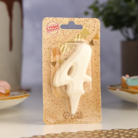 Candle for Cake "Oval" Number "4", large, pearl, 5.5 cm-1