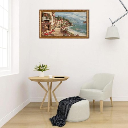 Tapestry "Restaurant on the Embankment" 66x38 cm frame mix-8