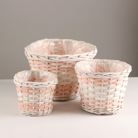 A set of paste of 3pcs, d25xh19cm, white/peach, willow