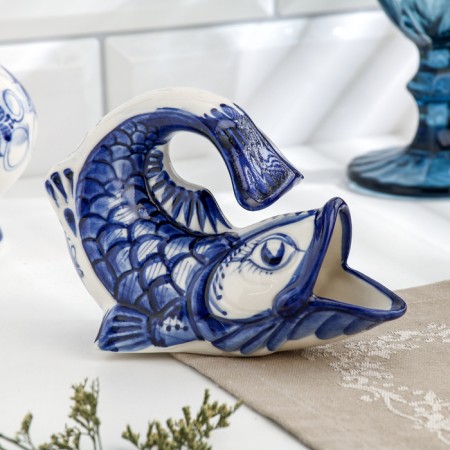 Napkin "fish", small, gzhel, porcelain, 10x12 cm