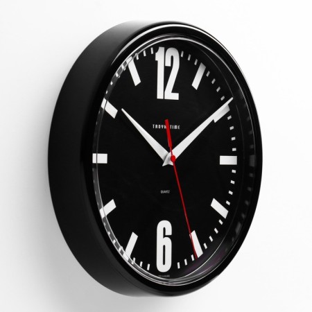 Wall clock, series: classic, discrete move, d = 23 cm, black rim-1