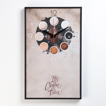Carty clock is wall-mounted, series: kitchen "Time for Coffee", smooth move, 35 x 57 cm