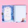 Gift set: Notebook on a lock, stickers and pen - fluffy, cold heart