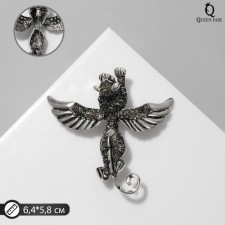 Manticore brooch, gray color in black silver