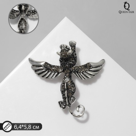 Manticore brooch, gray color in black silver