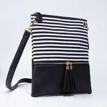 Bag Cross-Bodi with a zipper, black color-4