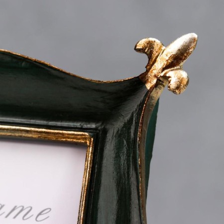 Photo frame Polystone 10x15 cm "Heraldic lily in the corners" Green with gold 19x15 cm-2