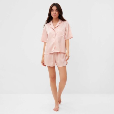 Female pajamas (shirt and shorts) KAFTAN SILK, R.44-46, pink-1