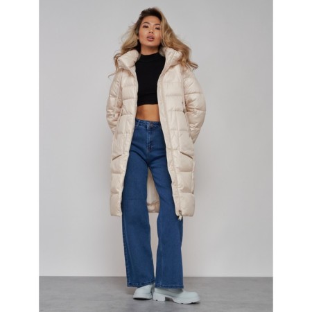 Coat insulated winter female, size 50, light-beige color-16