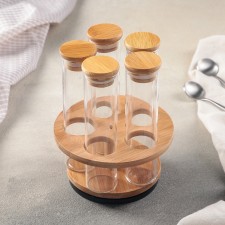 Set for glass spices on the Eco stand, 100 ml, 4 × 14 cm, 5 pcs