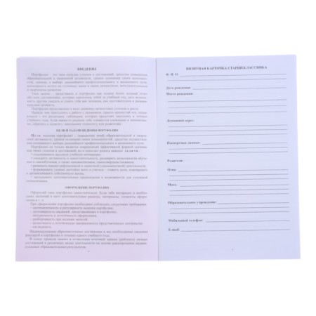 Folder "Portfolio of high school students", 8 letters, A4-15