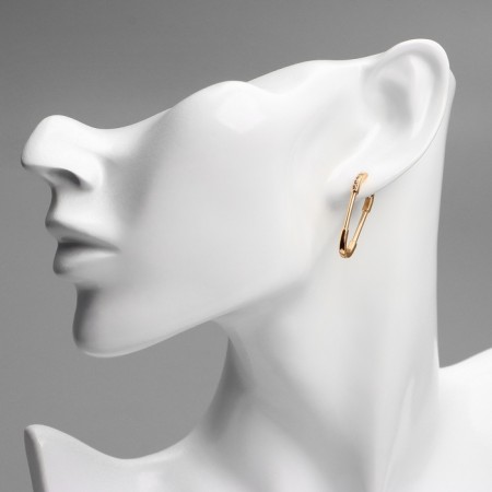 Earrings with rhinestones Xuping Charp pin, white color in pink gold-2
