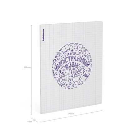 Subject notebook, 48 sheets, cage, foreign language Erichkrause "Chaos", plastic cover silk-screen cover, OFSET BELICE 100%, info block-4