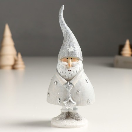 Polystone souvenir "Santa Claus in a silver outfit, with an asterisk" 5x6.5x15.5 cm