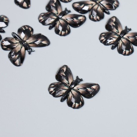 Decor for creativity plastic "Butterfly, black and beige wings" 2.5x3.2 cm