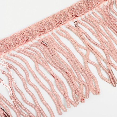 Braid with sequins "fringe", d = 3 mm, 10 cm, 4.5 ± 0.5 m, pink color