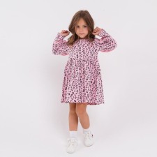 Dress for girls, pink color/leopard, height 98 cm