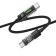 Cable Hoco U116, Type-C-Type-C, 60 W, 3 A, 1.2 m, transparent, fast charging, nylon, black