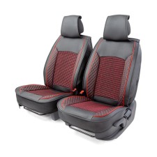 Frame caps for the front seats Car Performance, 2 pcs, eco-leather, black and red
