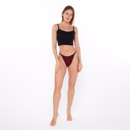 Panties tanga women, burgundy color, size 52-2