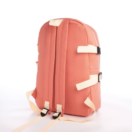 School backpack from textiles with a zipper, 4 pockets, coral color-3