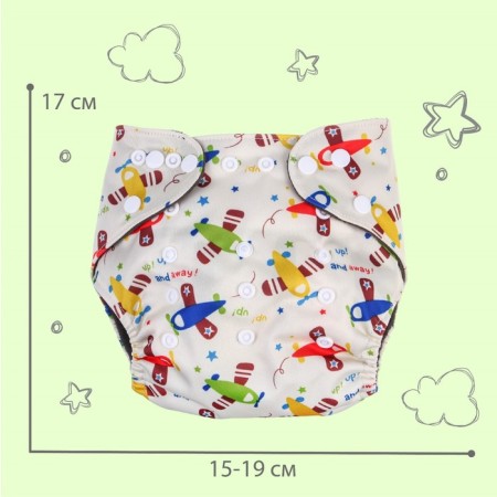 Panties-scammers, reusable, carbon-bamboo fabric, “aircraft”, from 0-36 months.-3