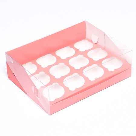Confectionery folding box for 12 cupcakes 31x 23.5 x 10, pink-1