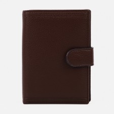 Male purse on the button, 3 in 1, for auto documents, passports, cards, bills, brown color