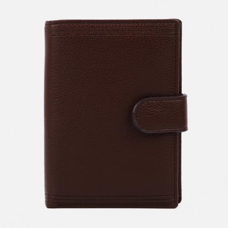 Male purse on the button, 3 in 1, for auto documents, passports, cards, bills, brown color