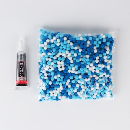 Toy pompons "Bunny", white blue blue-6