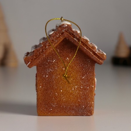 Souvenir Polystone Suspension "Gingerbread House with White Glaze" 4.5x7x8 cm-2