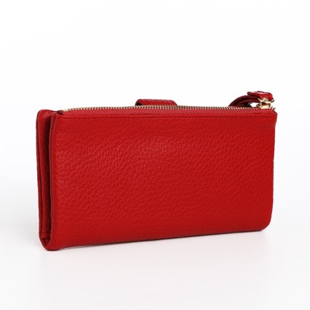 Women's wallet on the button, red color-1