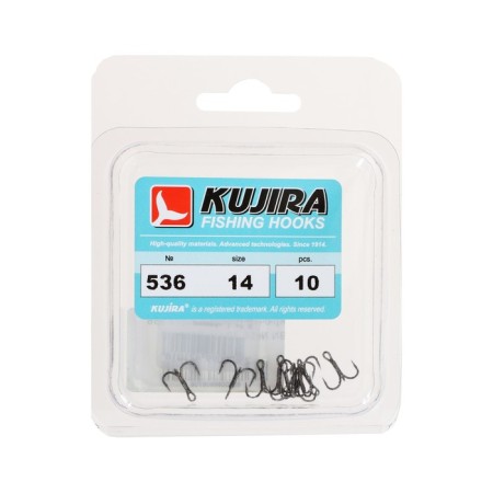 Triple hooks Kujira 536, color BN, No. 14, 10 pcs.