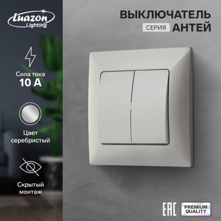 Luazon Lighting "Antei" switch, 10 A, 2 keys, hidden, silver