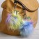 Fluffy on the ring "Rainbow ball with ears" mix 10x7x7 cm